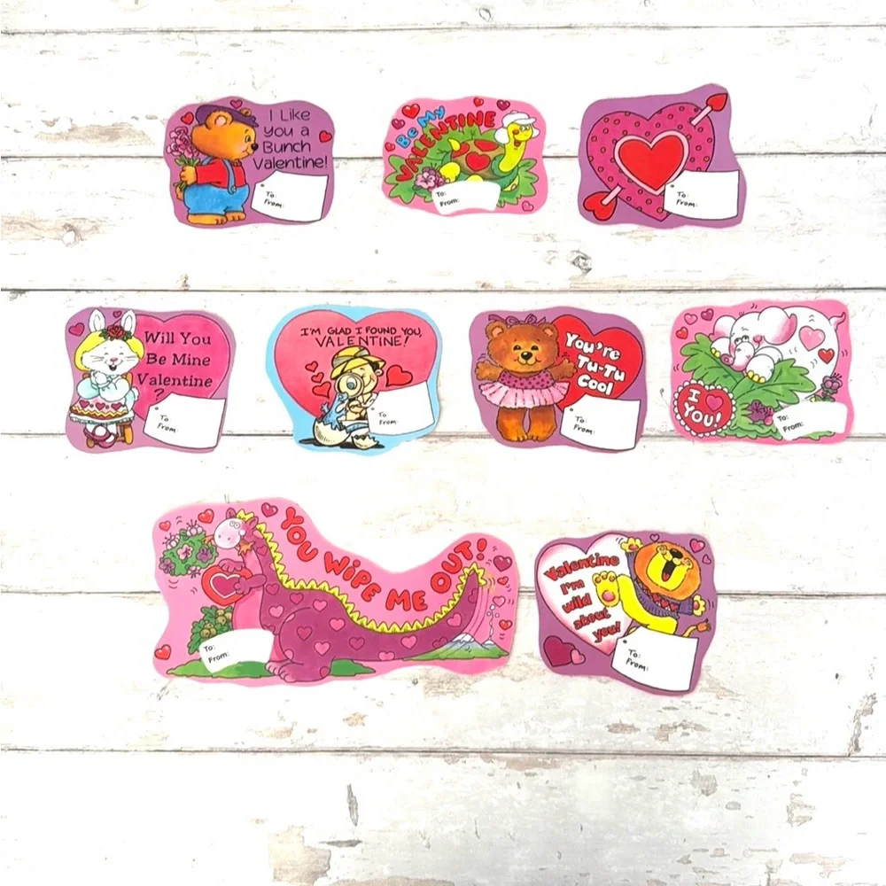 Valentine’s Day Valentines Window Clings Puns Animald Stickers Set of 9 NEW